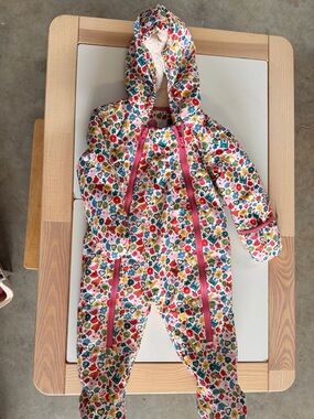 Kids Floral Hooded One-Piece Snowsuit - Pink Multicolor